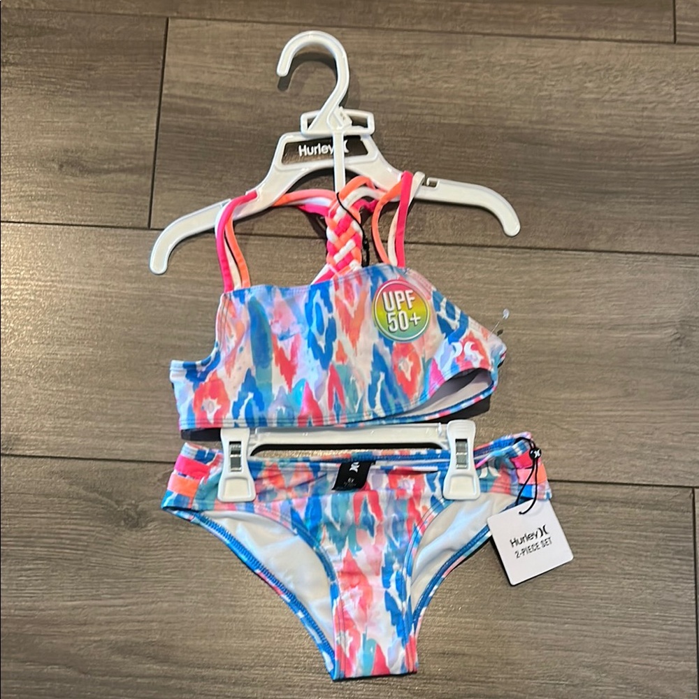 Hurley Pink and Blue Bikini Set Vibrant Swimwear
